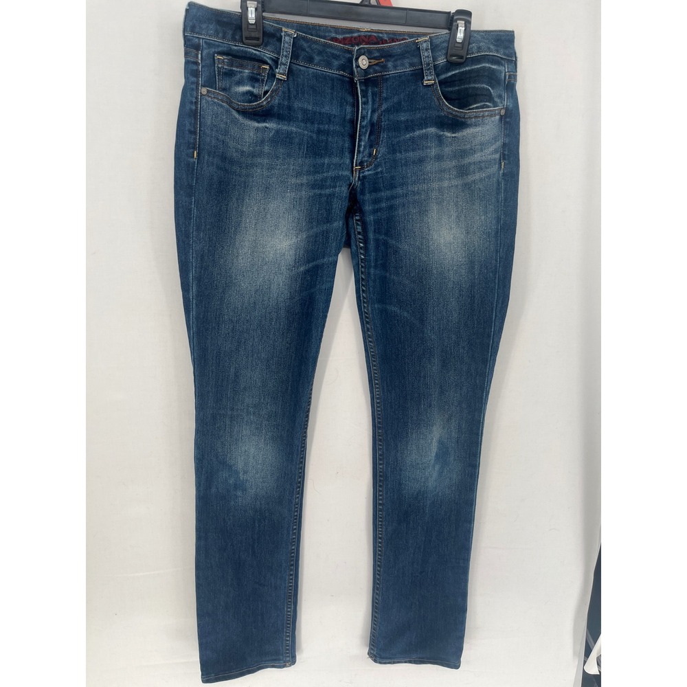 Arizona Jean Co Mens Straight Leg Jeans Medium Wash Blue Size 8 Average Stretch